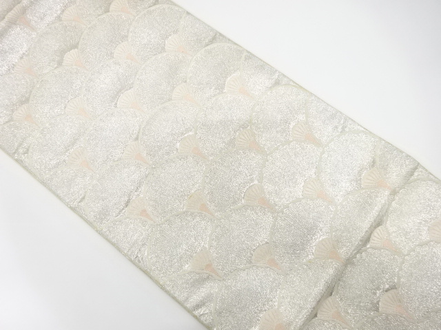 JAPANESE KIMONO / ANTIQUE FUKURO OBI / SILK / WOVEN KIKU & SEIGAIHA